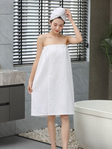 Pure Cotton Bath Skirt Absorbent Quick Dry Wearable Wrap Chest Beauty Cotton Bath Skirt Embroidered LOGO Hair Drying Cap