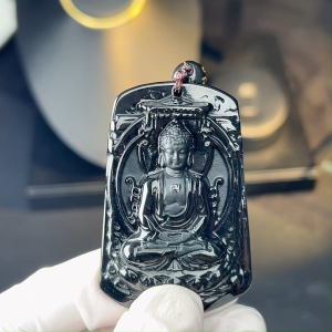 TIMESWIND Natural Authentic A-type Jade Black Darirulai Buddha Pendant Men Women Necklace Fashion Jewelry with Certificate
