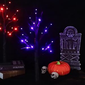 20LED Halloween Birch Tree Light Purple Orange Artificial Lighted Tree Indoor Tabletop Home Landscape Party Decorative Lamp