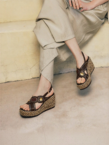 Joy & Peace | Bohemian Leather Braided High Wedge Flip Flops 8.5cm
