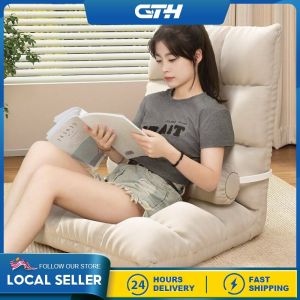 CTH Foldable Lazy Sofa Adjustable Recliner Tatami Single Sofa Bed Floor Sofa Premium  Grids Strong Back Support