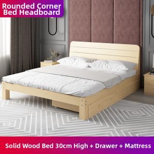 MOLORE | Solid Pine Wooden Economic Double Bed 1.5m