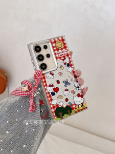 เคสโทรศัพท์มือถือ Samsung S25 Ultra สไตล์เกาหลี ลายจุด เรืองแสง สีแดง น่ารัก มีสายห้อย ป้องกันรอยขีดข่วน