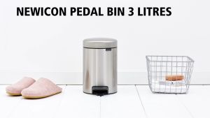 Brabantia ถังขยะสแตนเลสแบบเท้าเหยียบ 3 ลิตร Pedal Bin New Icon 3L Platinum