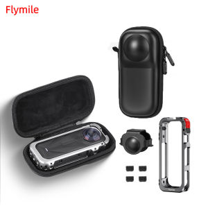 Flymile Aluminum Frame Cage for Insta360 X5 Camera Accessories with Silicone Lens Cap Panoramic Camera Protective Anti-drop