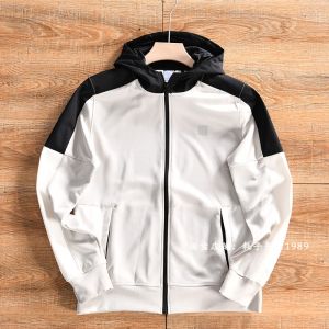 Spring Mens Hoodie Casual Versatile Jacket Street Style Simple Design Polyester Fiber Long Sleeve Zipper Closure Outerwear