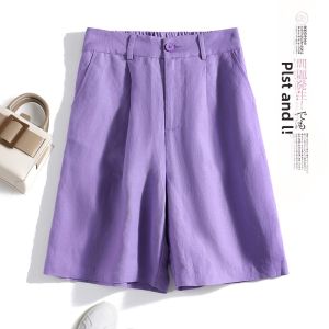 SHEBU | Linen High Waist Straight Leg Women Culottes