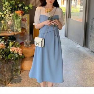 Váy Hai Mảnh Giả Màu Pháp Thanh Lịch Thanh Lịch Mùa Hè Mới Thiết Kế Đơn Giản Sang Trọng Cho Nữ