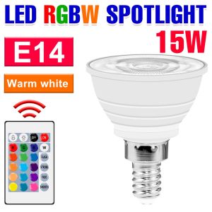 15W RGB LED Bulb E27 Smart Lamp E14 IR Remote Control Dimmable Colorful Spotlight GU10 For Home Atmosphere Decor MR16 Neon Light