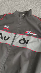 PANDA F1 Racing Jacket For Men Vintage Embroidered Cycling Motorcycle Jacket Black Audi Team V-neck Waterproof Suitable For Outdoor