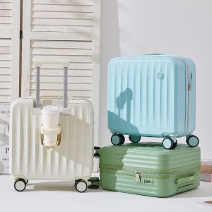 18 Inch Suitcase Boarding Multifunctional Travel Suitcase Student Password Trolley Case Rolling Luggage Bag with Cup holder