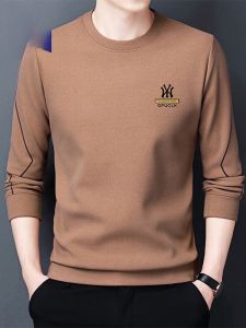 ROMON | Lormen Mens Round Neck Sweatshirt Long Sleeve Casual Print T-shirt Base Layer Shirt Trendy Autumn Fashion Urban Style