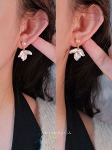 Delicate Pink Pearl Enamel Drop Earrings Floral Design Handmade  Outlined New Chinese Style Fashion Jewelry for Women