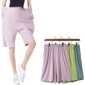 Ruizhijzg Quần Short 3XL-7XL Có Túi Trang Phục Mặc Nhà Thoải Mái ỐNg RộNg Mỏng Mặc Thường Ngày Cho Nữ Quần Ngắn Thể Thao Yoga Dài Đến Đầu Gối Cạp Cao Co Giãn Mềm Mại Cho Nữ Phong Cách Hàn Quốc Ngoại Cỡ