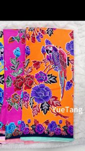 Batik-Print Sarong Fabric in Black/Pink/Blue - Ready Stock Malaysia - Soft & Durable Batik Fabric