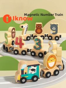 I know Educational Train Building Blocks Childrens Puzzle Toys for Girls And Boys Aged 1 to 6 GoryeoBaby Digital Little Train