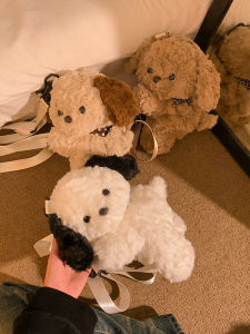 Cute Dog Plush Backpack Womens Cartoon Doll Slung Bag Soft Material Double Shoulder Strap Casual Style Youth Fashion Bag