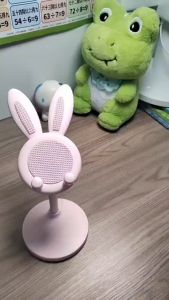 Pink Phone Holder Desktop Cell Phone Smartphone Adjustable Lovely Rabbit Cartoon Table Support