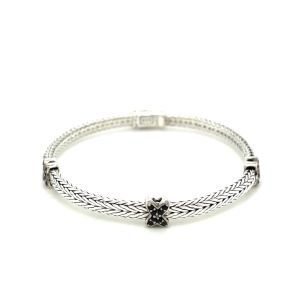 Nathalias NY สร้อยข้อมือเชือกถักเงินสเตอร์ลิง 925 ประดับแซฟไฟร์ดำสุดหรู (Pre order 10-12 days ทักแชทก่อนสั่งค่ะ)