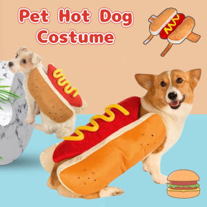 Hot Dog Shaped Pet Dog Costume Halloween Party Cosplay Sausage Cloth Hamburger Puppy Funny Outfit