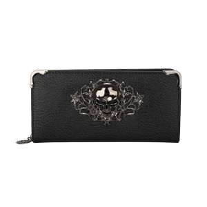 Famous Luxury Brand Design Women Men Long Wallets Skull Punk Style Wallets for Ladies Girl Money Pocket Card Holder Phone Bag