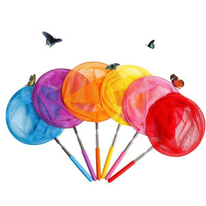 ZEO Children Butterfly Catch Net Stainless Steel Telescopic Fishing Net Colorful Nets