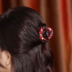 Platinum New Year Rhinestone Hair Clip Small Size Hairdo Hair Claw Bangs Top Knot Hair Accessories Elegant Simple Design