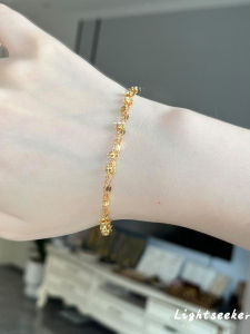 Flashy Gold Ice Breaker Bracelet Vintage Double Circle Luxury Lightweight Retro Chinese Style Fashion Jewelry Accessories