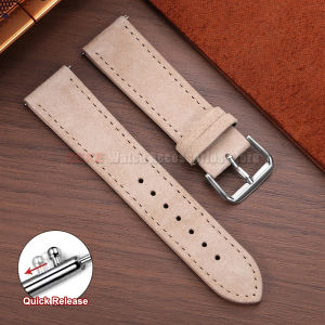 18mm 19mm 20mm 22mm Suede Leather Watch Strap Black Blue Beige Brown Stitching Band Quick Release Bracelet Replacement Wristband