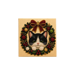 Dowmoo Christmas Diamond Painting Art Kit Cute Pattern Wooden Frame Nano Bead Canvas 3D Relief Shiny Decor DIY Craft Gift Set