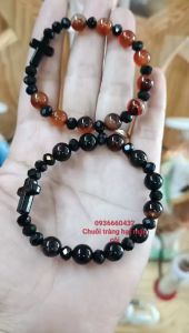 Chuỗi tràng hạt mân côi công giáo nâu đen đeo tay 10 hạt 8li size 16-18cm phù hợp cho t.a.y nhỏ - quà tặng công giáo