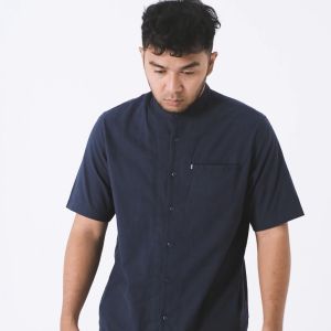 M Gee Baju Koko Lengan Pendek Kemeja Pria Mgee Alfero C096 Navy