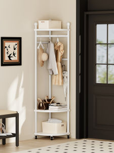 TINGXU | Creamy Style Corner Clothes Hanging Rack with Shelves Heavy Duty
