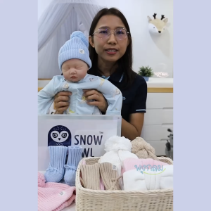 SNOW OWL Newborn ชุดเซ็ต ถุงมือ ถุงเท้า สำหรับเด็กแรกเกิด ชุดหมอน แดง
