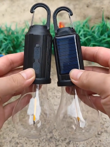 ไฟตั้งแคมป์ Led ไฟโซล่าเซลล์ โคมไฟตั้งแคมป์ลวดทังสเตนกลางแจ้ง แสง LED ปรับระดับได้ แข็งแรง ทนทาน ชาร์จ USB แสงอันอบอุ่น