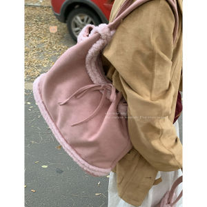 South Korea Suede Satchel Vegetable Basket Bag Female 2024 New Arrival Tide Fashion Plush Bag Easiest for Match Large Capacity Totes