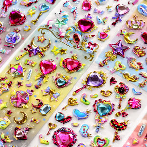 YANGTONG | Sparkling Heart Diamond Gem Stickers 3D Golden Unicorn Phone Decoration