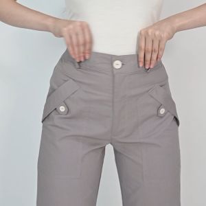 QUEENTIN Celana Panjang Kargo Wanita 0242 Katun Echinose Polos Premium