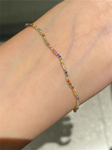 Dopamine Colorful Zirconia Pullable Bracelet Premium Sensation Ultra Glitzy Exquisite Luxury Fashion Jewelry Accessory