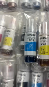 หมึกเติม Epson 003 Bk C M Y ใช้กับพริ้นเตอร์ EPSON L3150/L3110ของแท้ไม่สีกล่อง