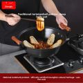 ZHONGFU | หม้อเหล็กหล่อสองหู ลายเต่า สไตล์คลาสสิก สำหรับทำอาหารและตุ๋นที่บ้าน. 
