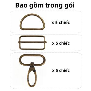 Bộ 15 Khóa Thắt Lưng Kim Loại 15-38mm Nhiều Kích Cỡ Có Móc Tròn Chữ D Khóa Trượt & Xoay Hình Chữ Nhật Dùng Cho Túi Xách Thắt Lưng Giày - Chất Liệu Sắt