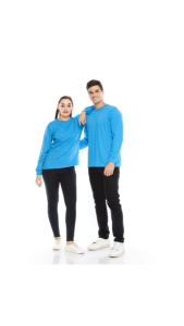 Esperanza Kaos Polos Lengan Panjang Combed 30s TPJ Biru Turquoise Wanita Pria Dewasa