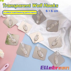 Transparent Wall Hooks Self Adhesive Door Wall Hangers Kitchen Bathroom Organizer