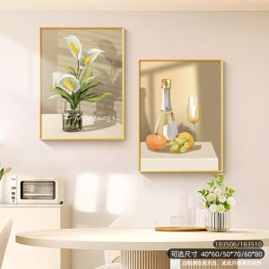 Restaurant Decoration Painting Modern Minimalist Dining Room Wall Decoration Mural Living Room Hanging Painting Creative Wine Glass Wall Painting Three-Piece Painting