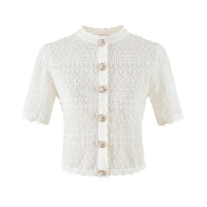 White French Style Lace Elegance Thin Knit Top And Skirt Set