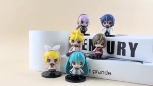 Bandai | 1/6Pcs Hatsune Miku Action Figure Set Q Version Poseable Changeable Poses Anime Peripherals Dolls Desktop Decor Model Toys Gift