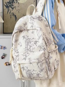 OUDENGPAI | Original Bamboo Design Lightweight Dual-Shoulder Backpack For Women Travel School Bag Trendy Chinese Style Youth Fashion