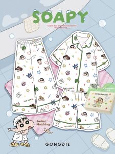 GONGDIE | Couples Cartoon Cotton Summer Pajama