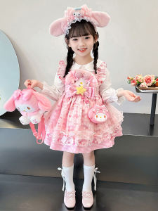 ชุดเดรสสไตล์โลลิต้าฤดูใบไม้ร่วงและฤดูหนาว ชุดเจ้าหญิงสไตล์เก๋ไก๋สำหรับเด็กผู้หญิง เดรสยาวปานกลาง แขนยาว กระโปรงทรงเอ